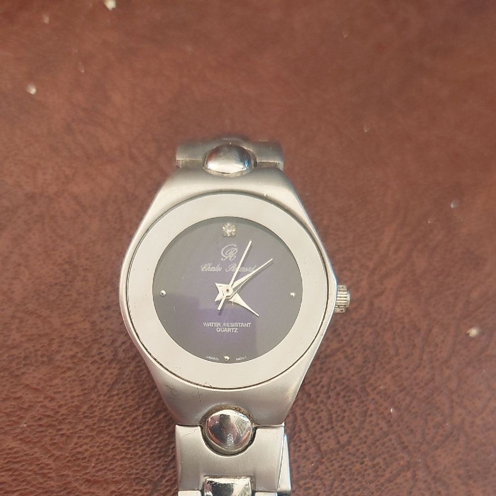 Charles Raymond Ladies Quartz Watch Silver Tone Purple/Plum Dial